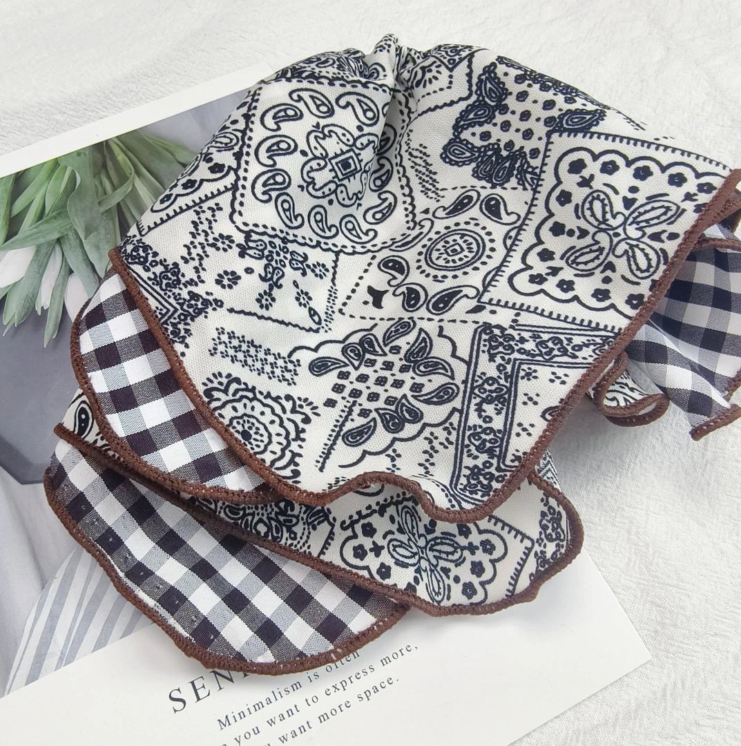 气质韩国小众新款设计高级感精致双层方巾百搭不伤发绳发饰