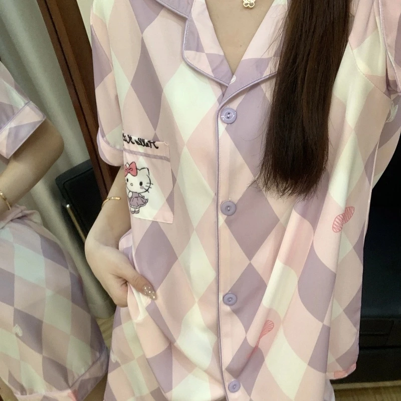 冰丝睡衣女夏季短袖薄款甜美HelloKitty网红2025新款夏天家居服