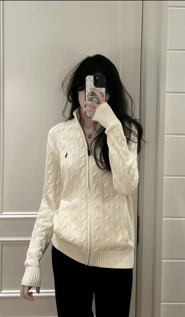 PP.小马全拉链纯棉保暖长袖毛衣开衫 男女同款