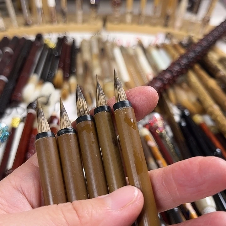 古竹杆三花兔尖紫毫5支出锋2.0左右