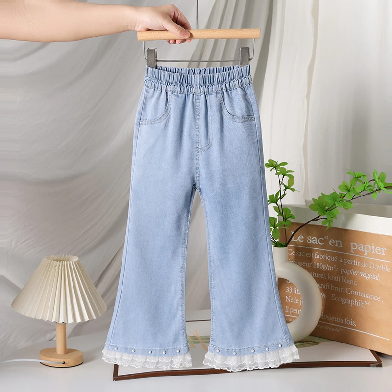 童装儿童天丝牛仔裤夏季薄款女童休闲防蚊裤宝宝微喇裤女童长裤子