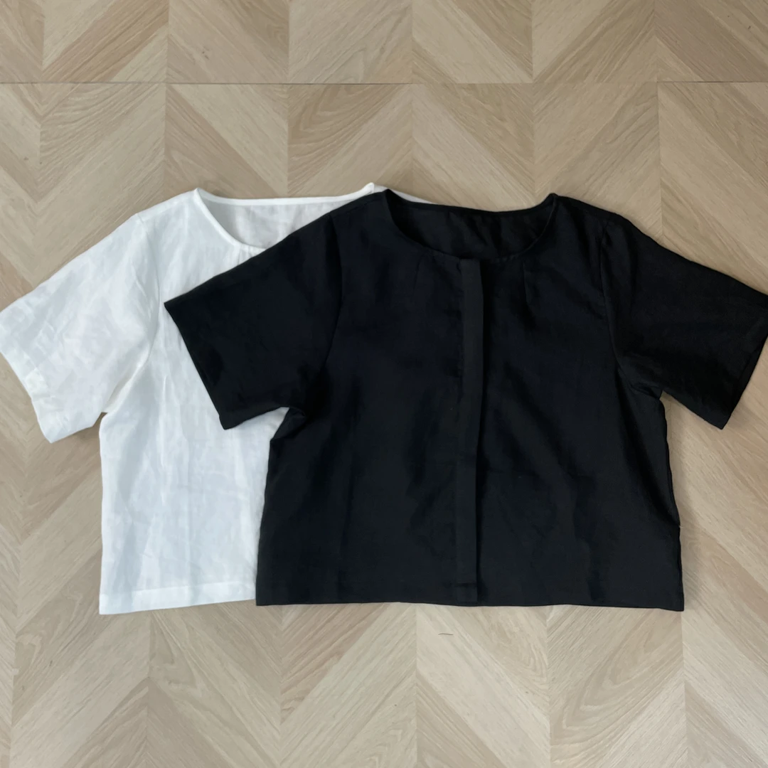 ZZ 【100%苎麻】小版圆领开衫小上衣衬衫25383