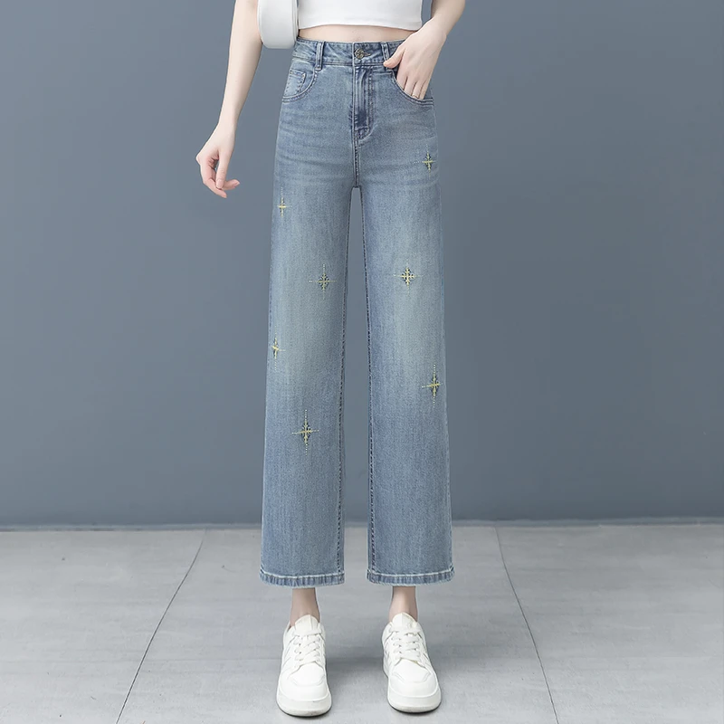 直筒九分裤女2025年夏季薄款高腰显瘦八分休闲裤时尚百搭牛仔裤子