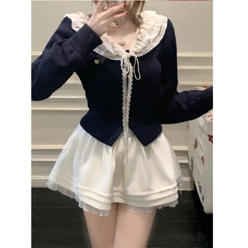 韩漫新声 秋甜美露思风小众设计款长袖上衣半裙时尚两件套辣妹风