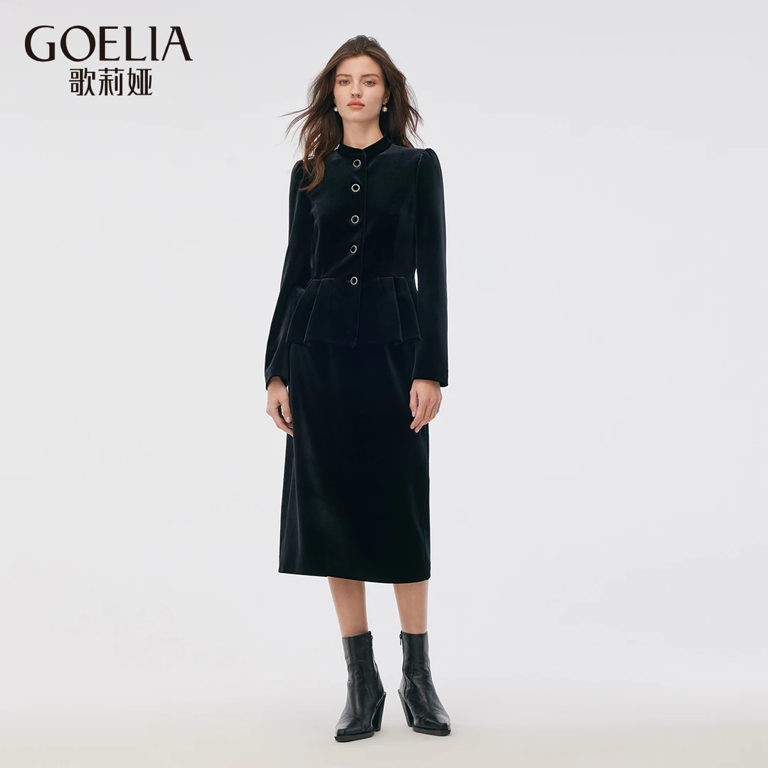 歌莉娅新品新中式丝绒套装1CNLAB940