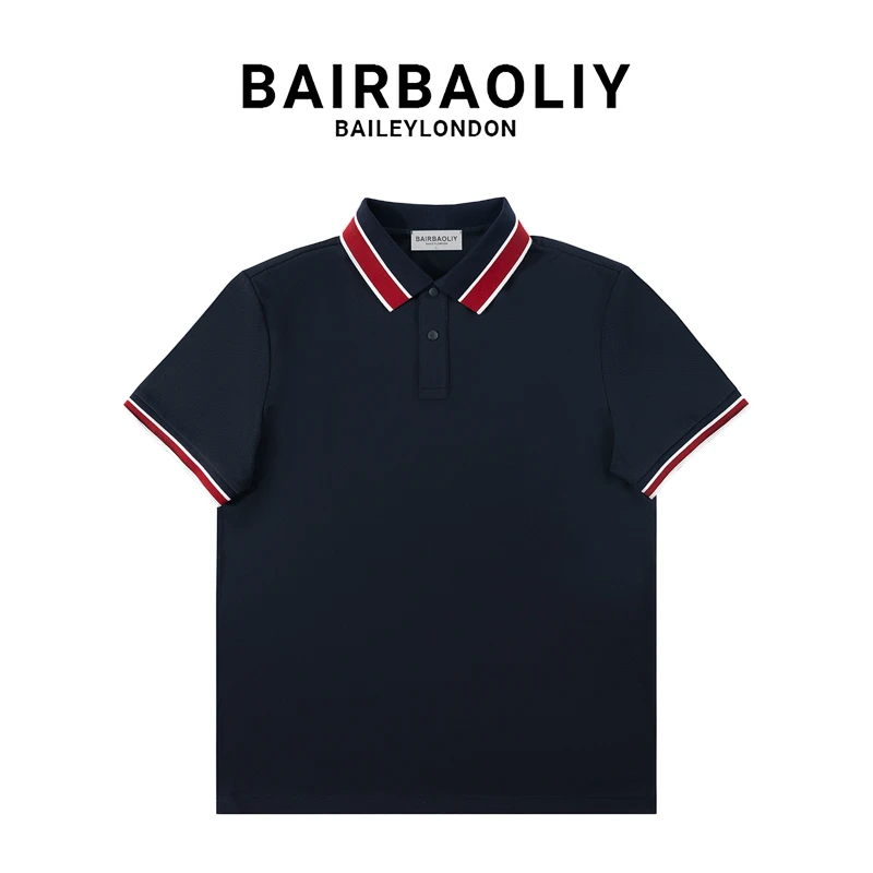 BAIRBAOLIY高端商务休闲短袖POLO衫男士新款春夏潮流撞色翻领上衣