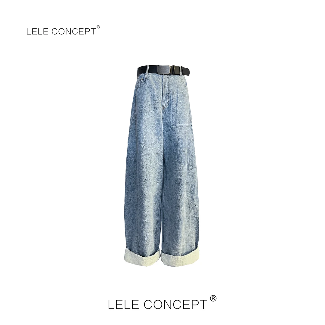 LELE CONCEPT | 「丽」休闲时尚翻边花纹牛仔裤FN25C0042W
