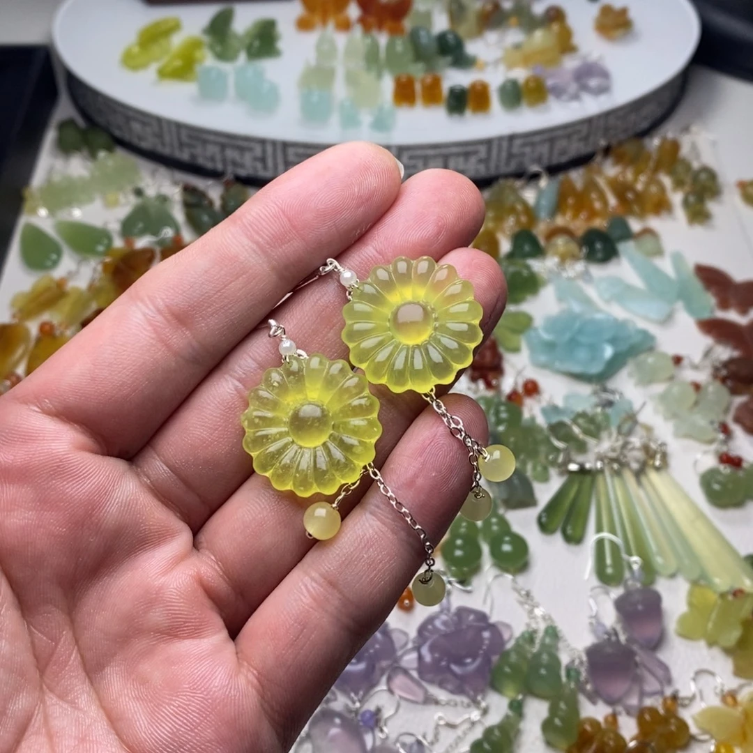 蛇纹石玉合金耳饰/颈饰