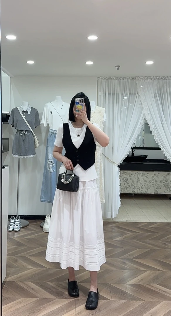 【柏卉服饰】假两件马甲短袖