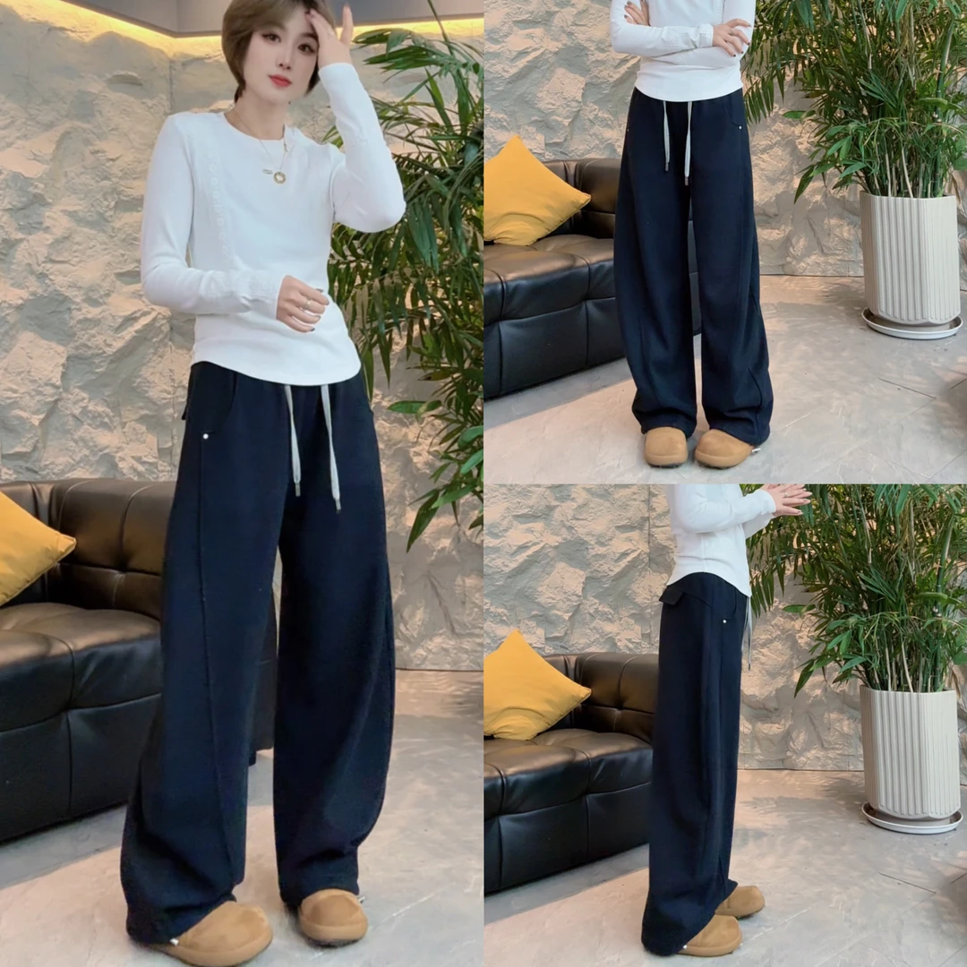 25333冬季加绒弯刀裤女时休闲百搭保暖加绒弯刀裤厚款休闲裤子女