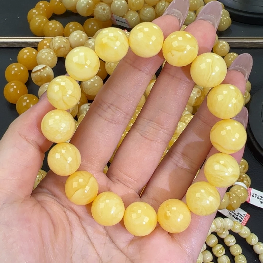 琥珀未镶嵌手链23.3黄白蜡