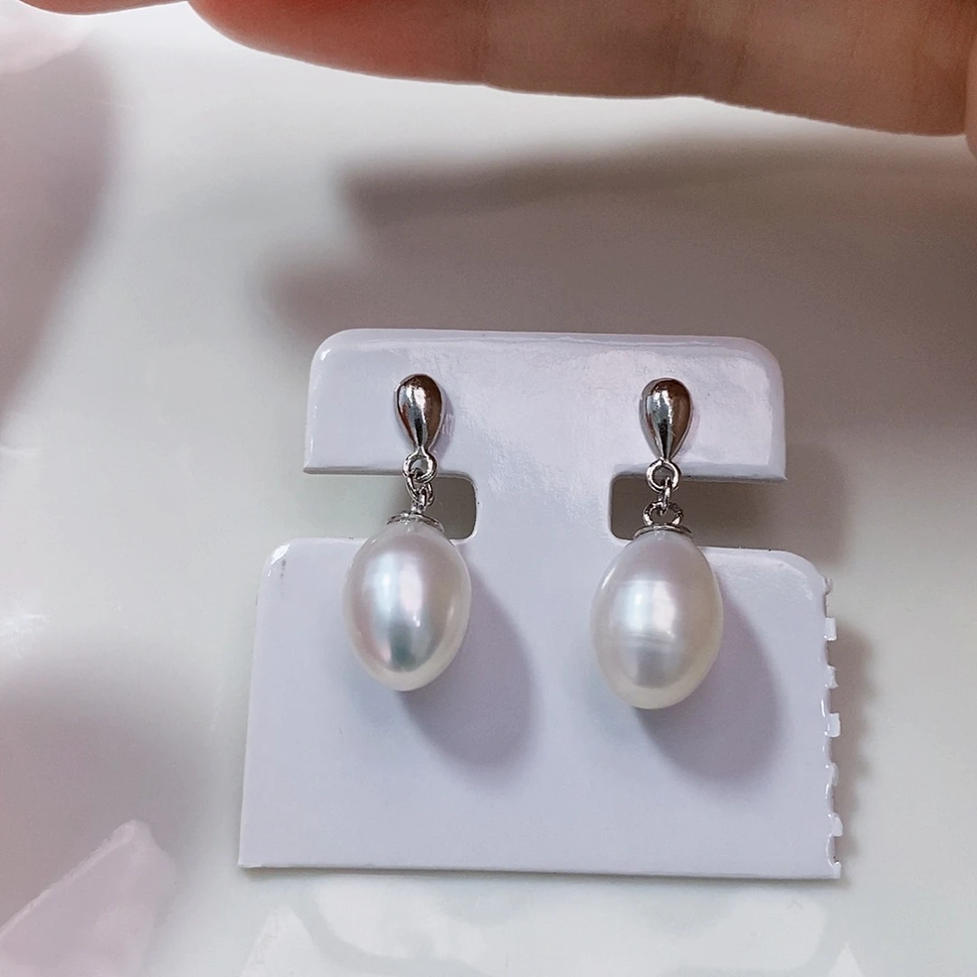 银S925镶嵌淡水珍珠开播福利极光耳饰