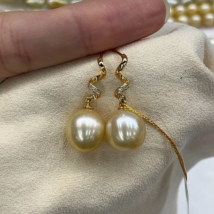 海水珍珠耳饰银S925镶嵌11-12mm 105号