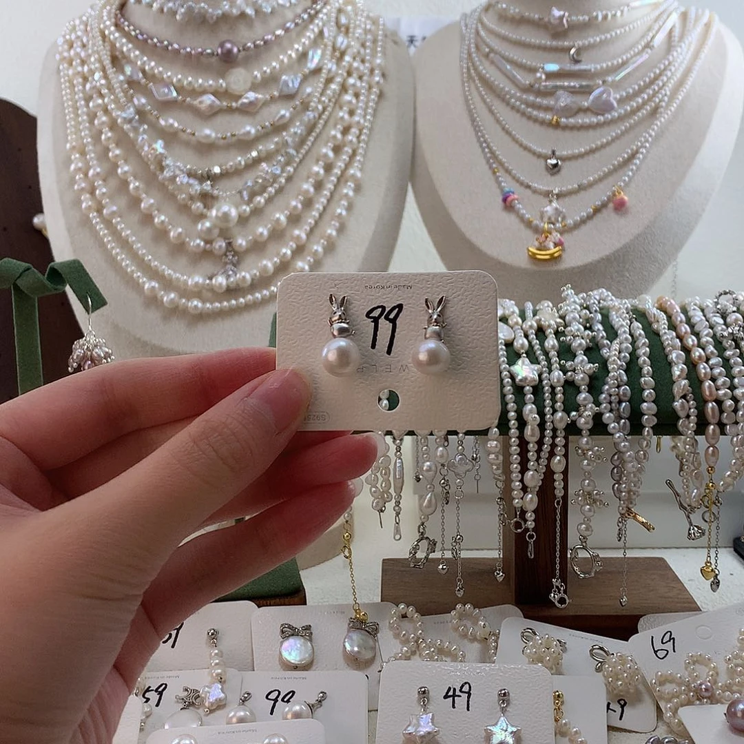 淡水珍珠耳饰银S925镶嵌