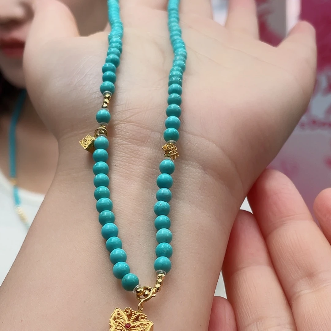 绿松石颈饰18K金镶嵌