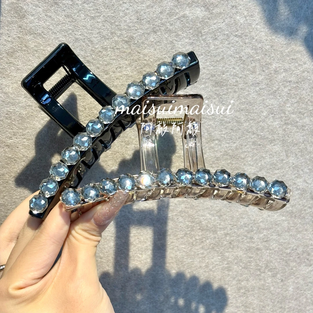 【阿敲】A1823~13cm水晶大抓夹一字抓后脑勺盘发鲨鱼夹-麦穗头饰