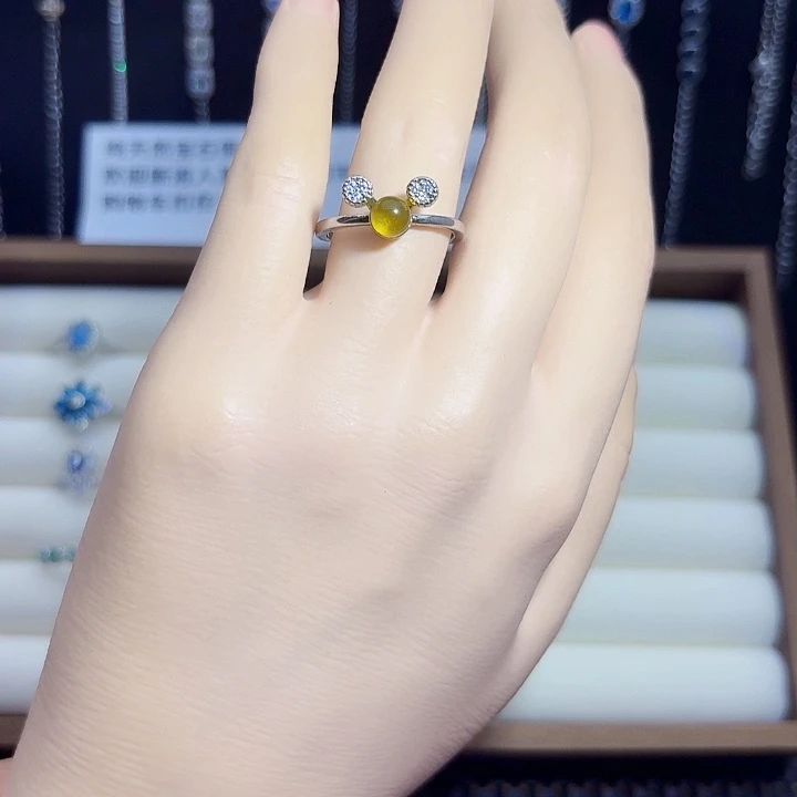 琥珀银S925镶嵌戒指