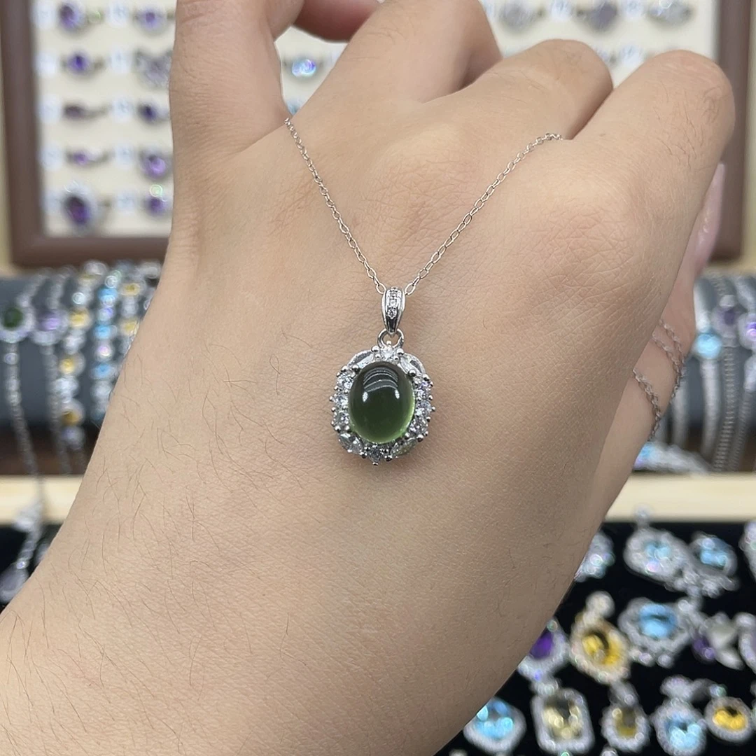 岫玉银S925镶嵌颈饰