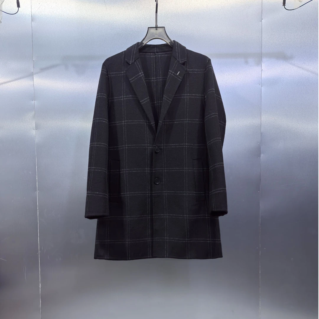 Y09-120338-PEA秋冬季条格纹设计毛呢大衣