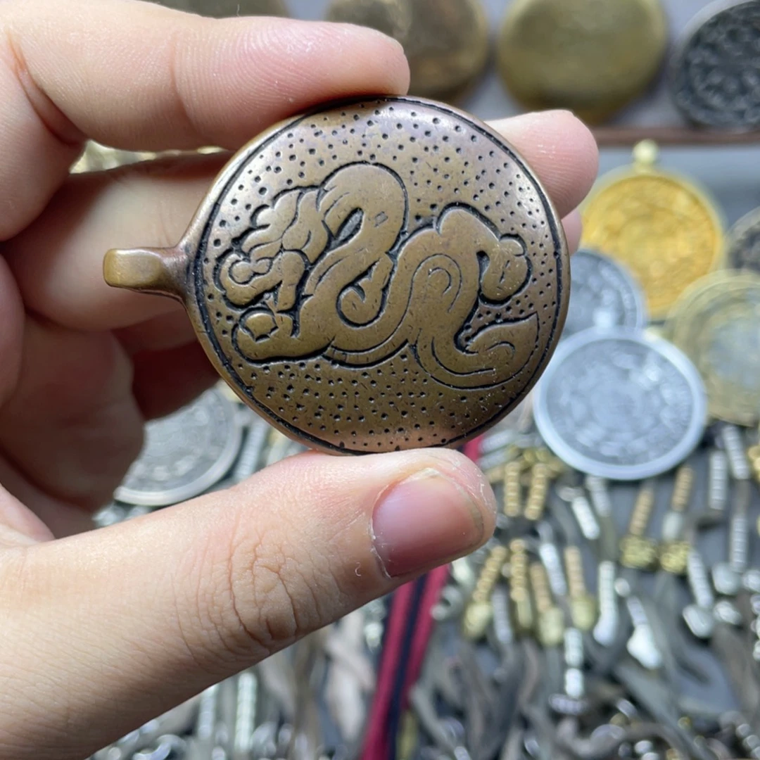 紫铜生肖龙九宫八卦牌