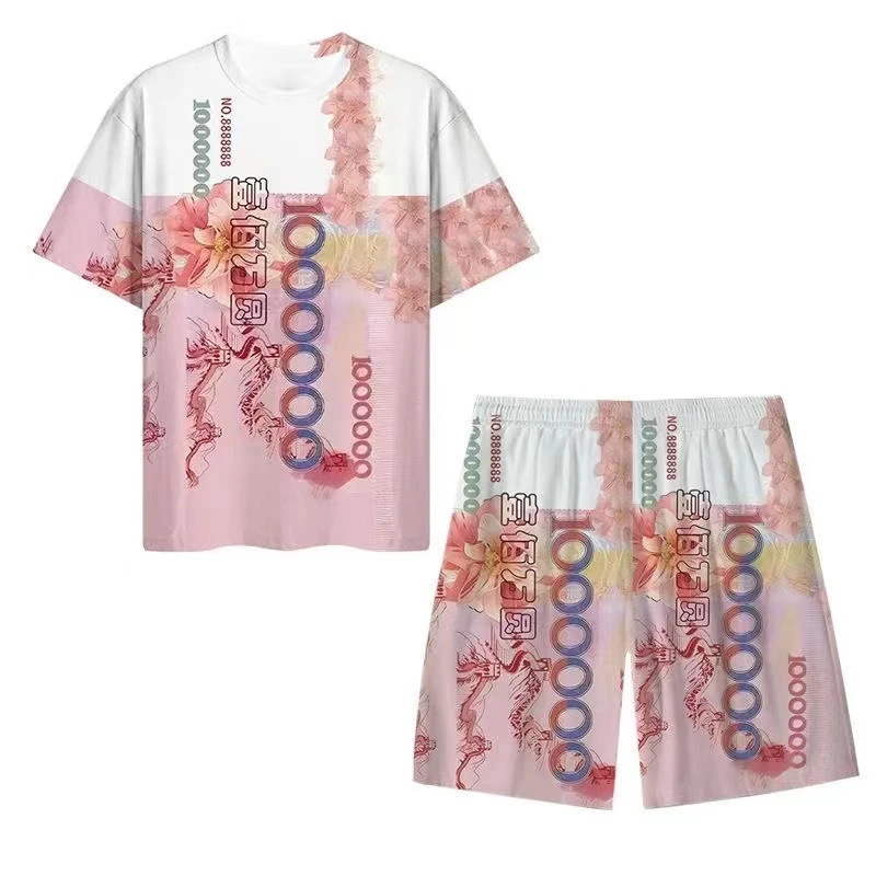 2025新款搞怪百万圆睡衣短袖情侣套装学生抽象宿舍搞笑家居服套装