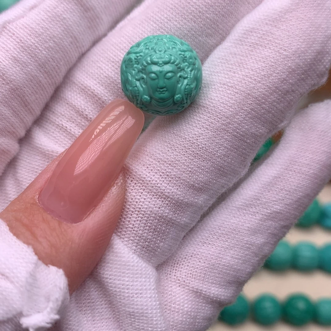 手工精工雕刻观音珠卡13+