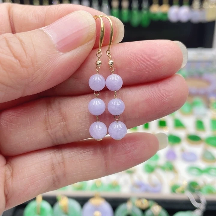 翡翠18K金镶嵌耳饰