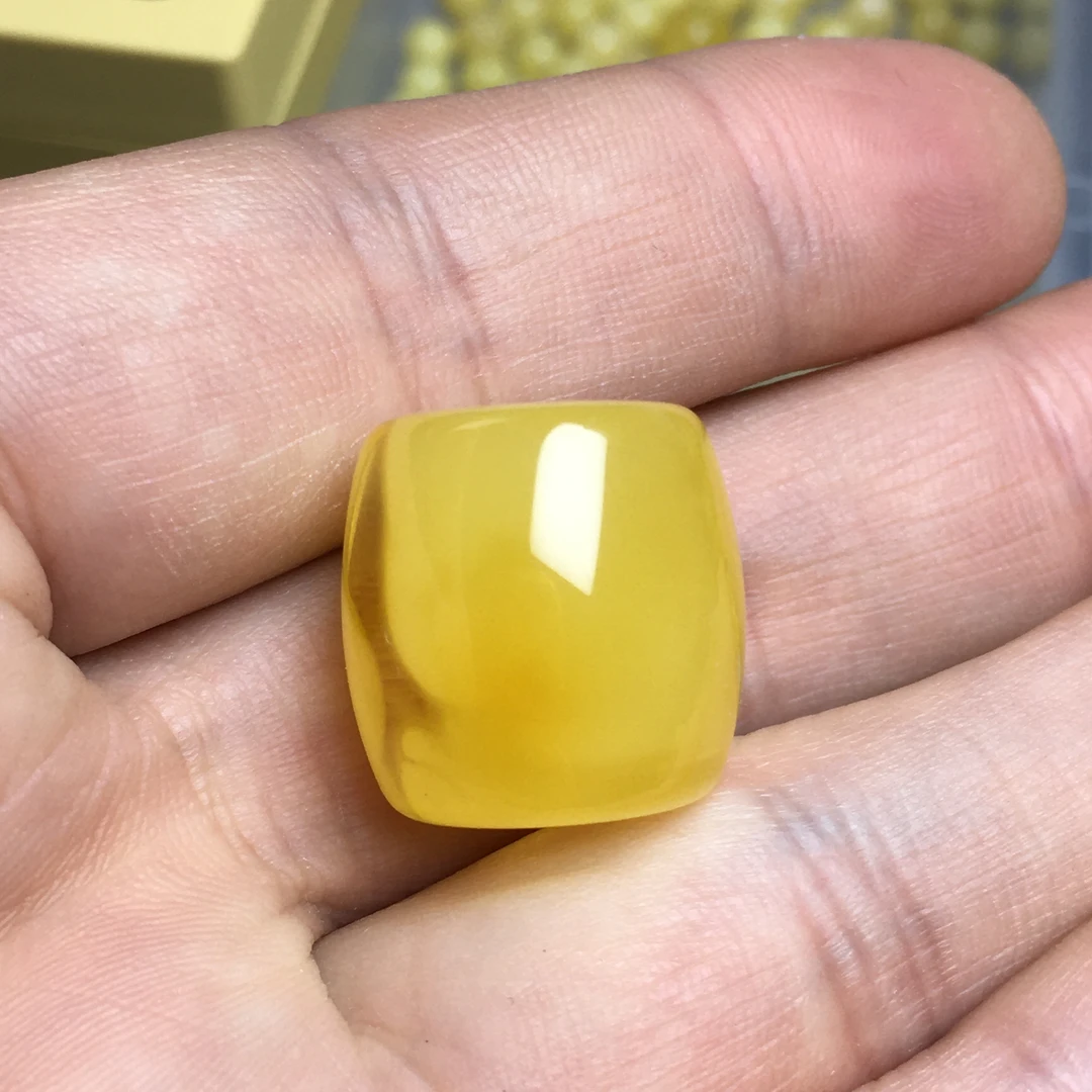 微瑕蜜蜡桶珠墩子 尺寸约18.1×17.6mm特色溶洞蜜 天然保真 无优化