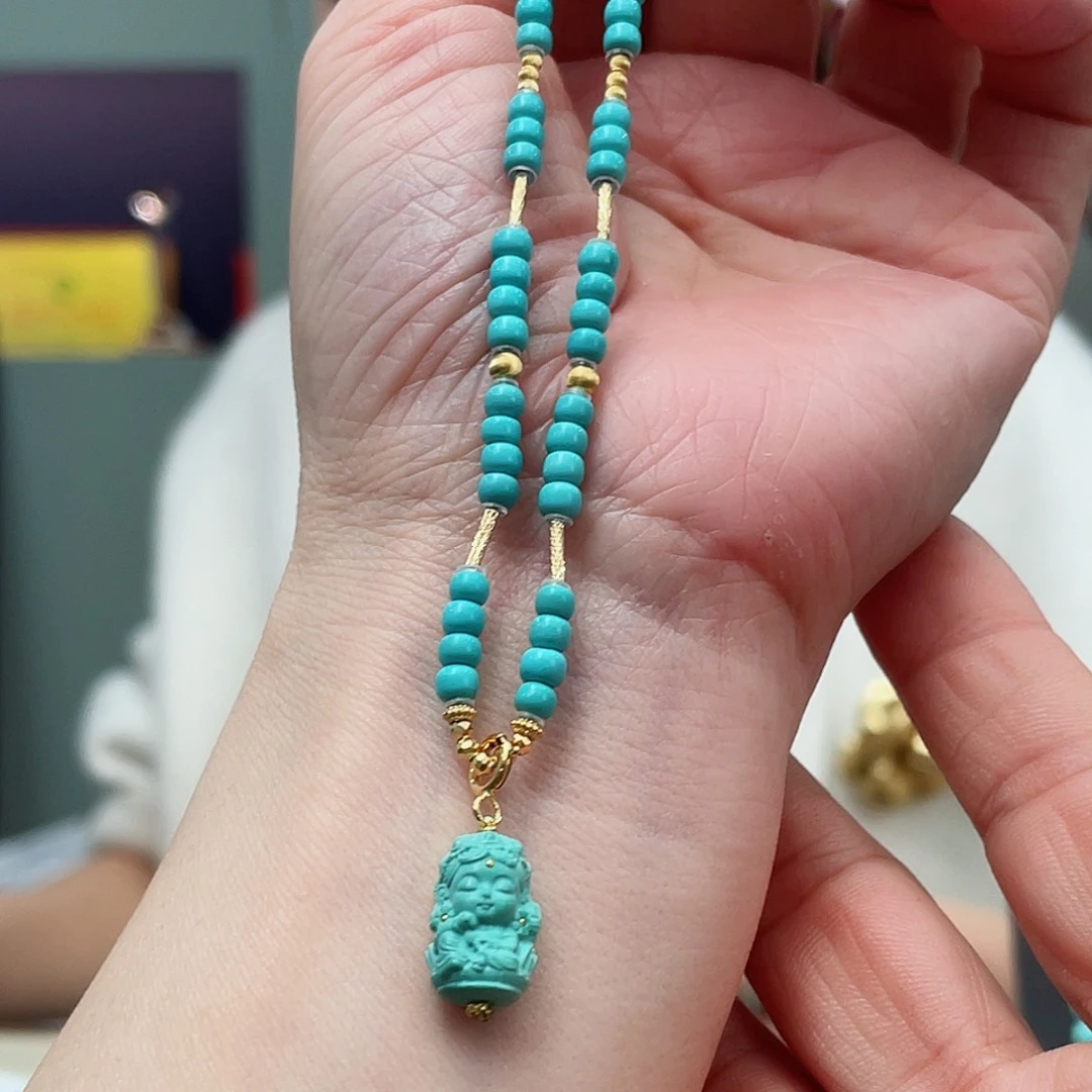 绿松石颈饰18K金镶嵌