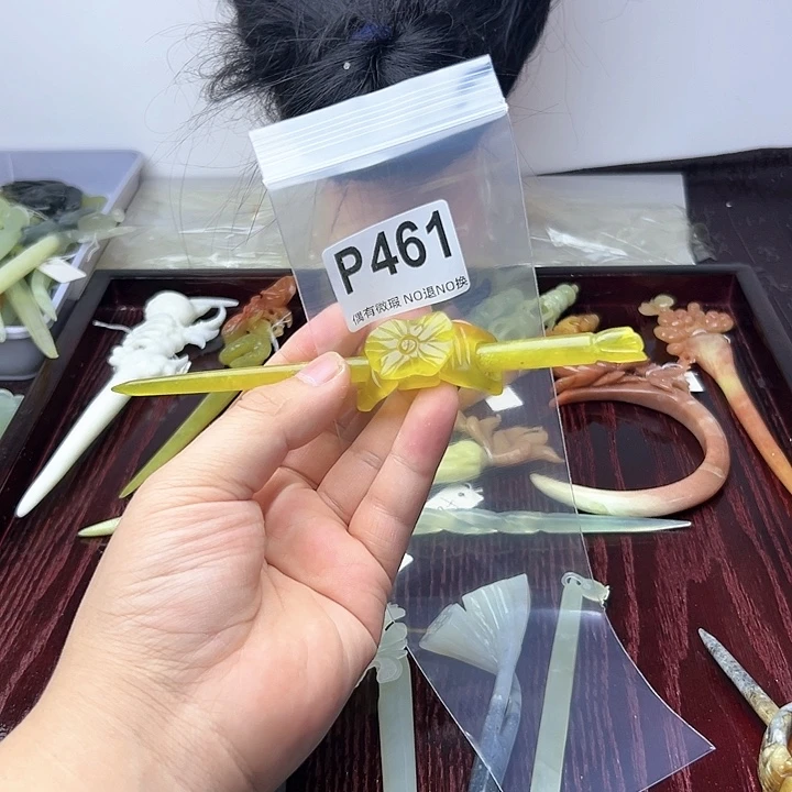 蛇纹石玉发饰合金丝**缘