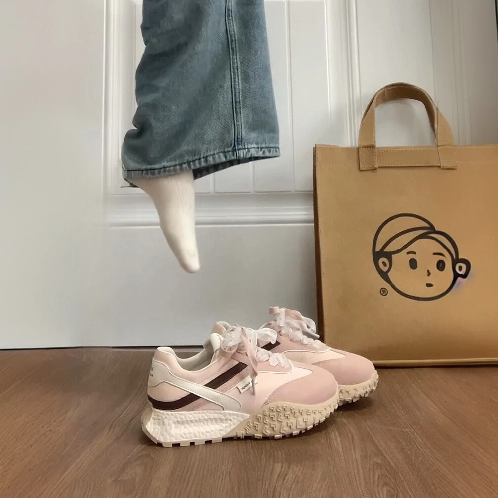 2025年春季小个子厚底百搭老爹鞋女蕾丝复古阿甘鞋芭蕾德训鞋