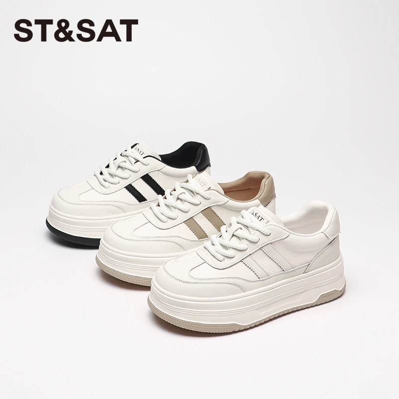 St&Sat/星期六1519小白鞋厚底百搭春季夏季时尚休闲鞋女鞋系带