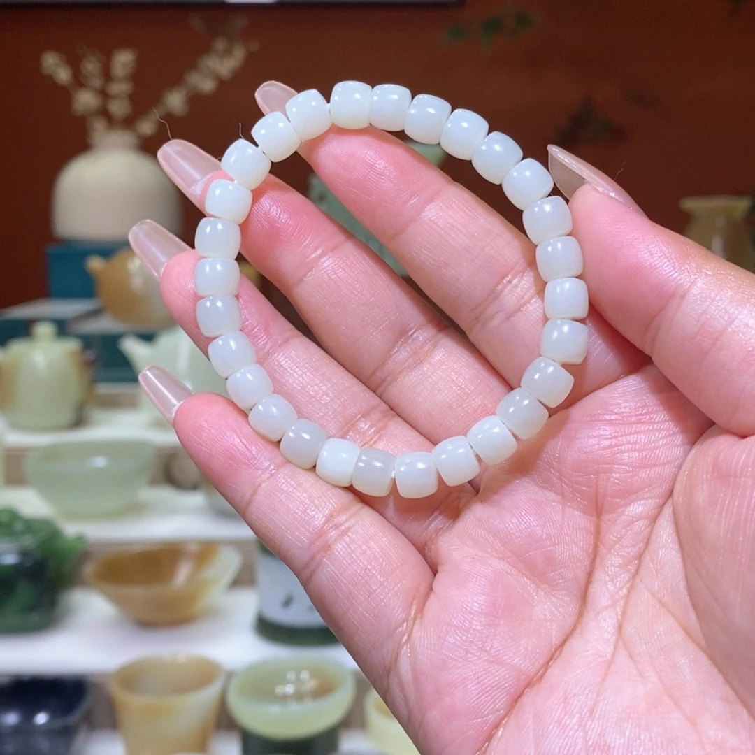 未镶嵌和田玉挂件且末白玉手串