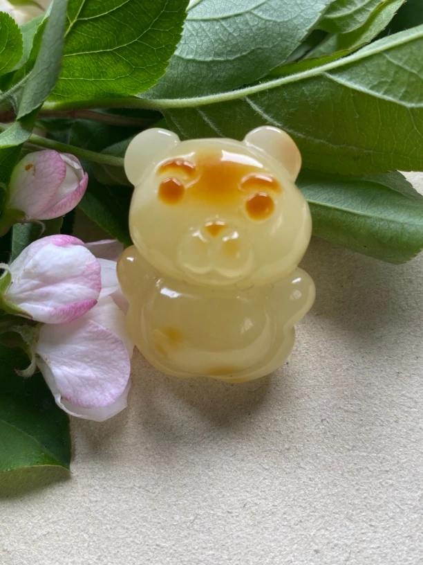 原矿无优化蜜蜡小熊 吊坠