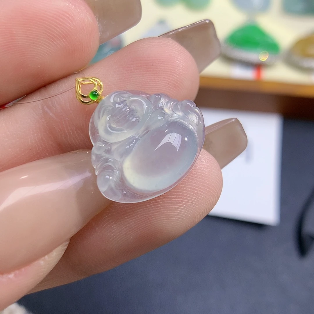 翡翠颈饰18K金镶嵌佛公