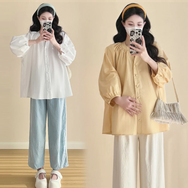 【伊伊】孕妇衬衫2025春秋新款上衣时尚洋气甜美温柔宽松长袖衬衣