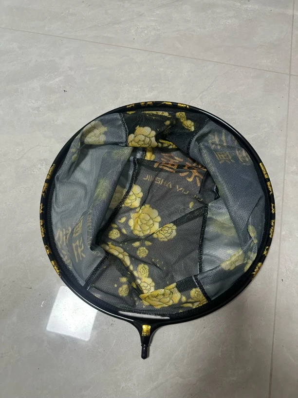新款黑金版升级加厚钛合金可拆卸网布抄网头钛合金圈口适用于钓鱼