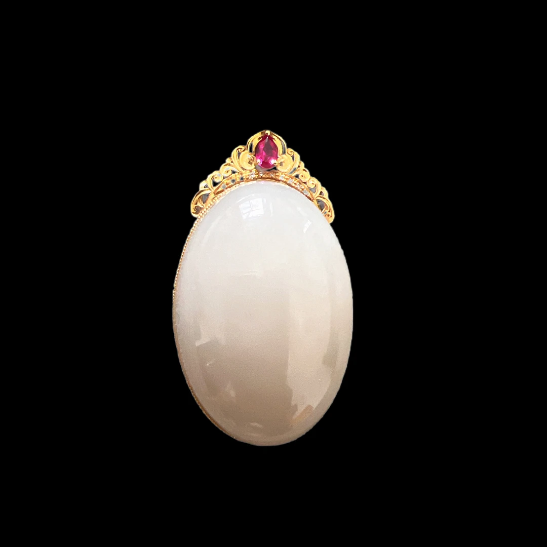 V3441和田玉吊坠18k孤品！