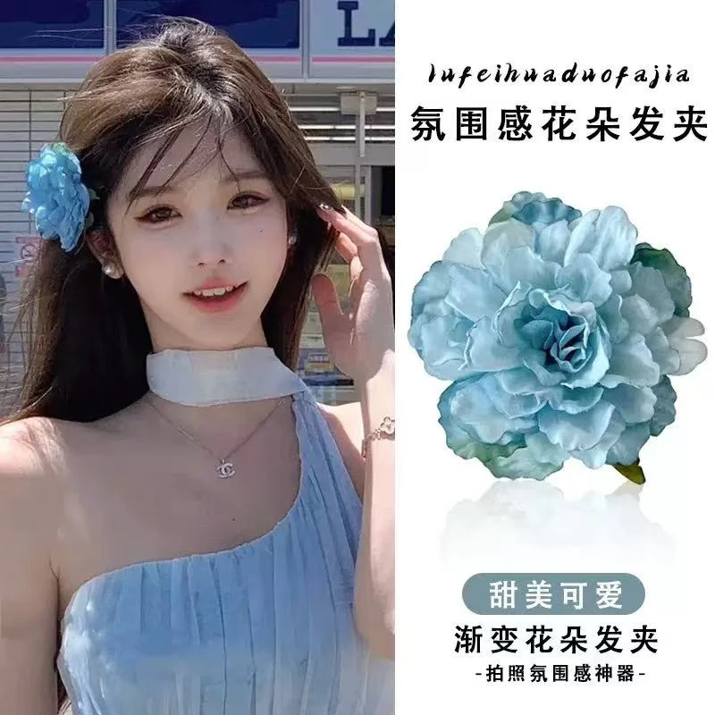 牡丹花发夹大号度假风凹造型拍照花朵侧边夹发饰春夏季新款头饰女