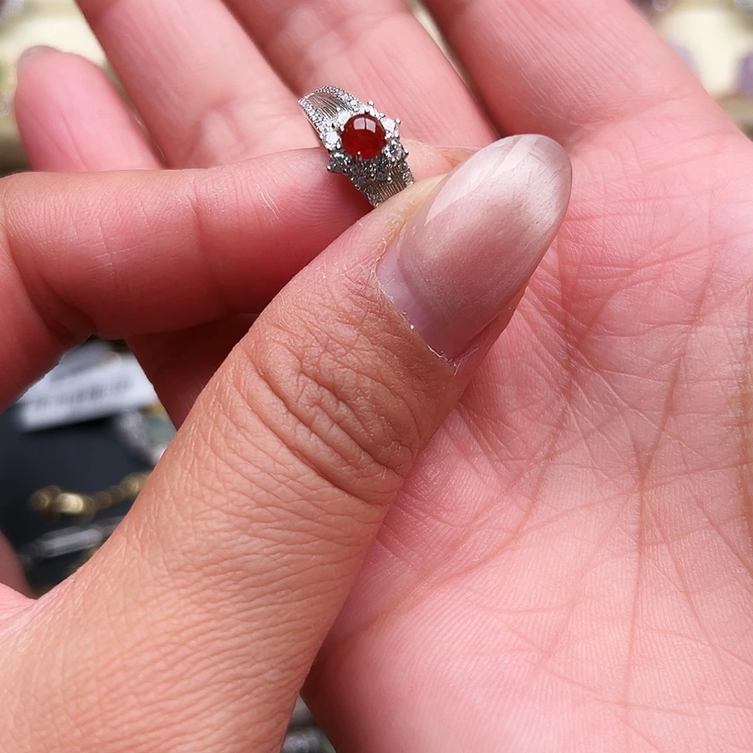 翡翠银S925镶嵌戒圈