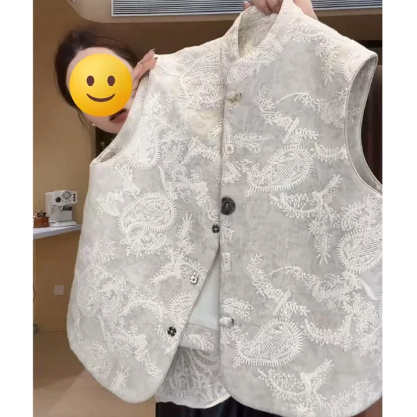 【25002】欧货新中式国风重工提花马甲背心女2025春款小众设计上衣