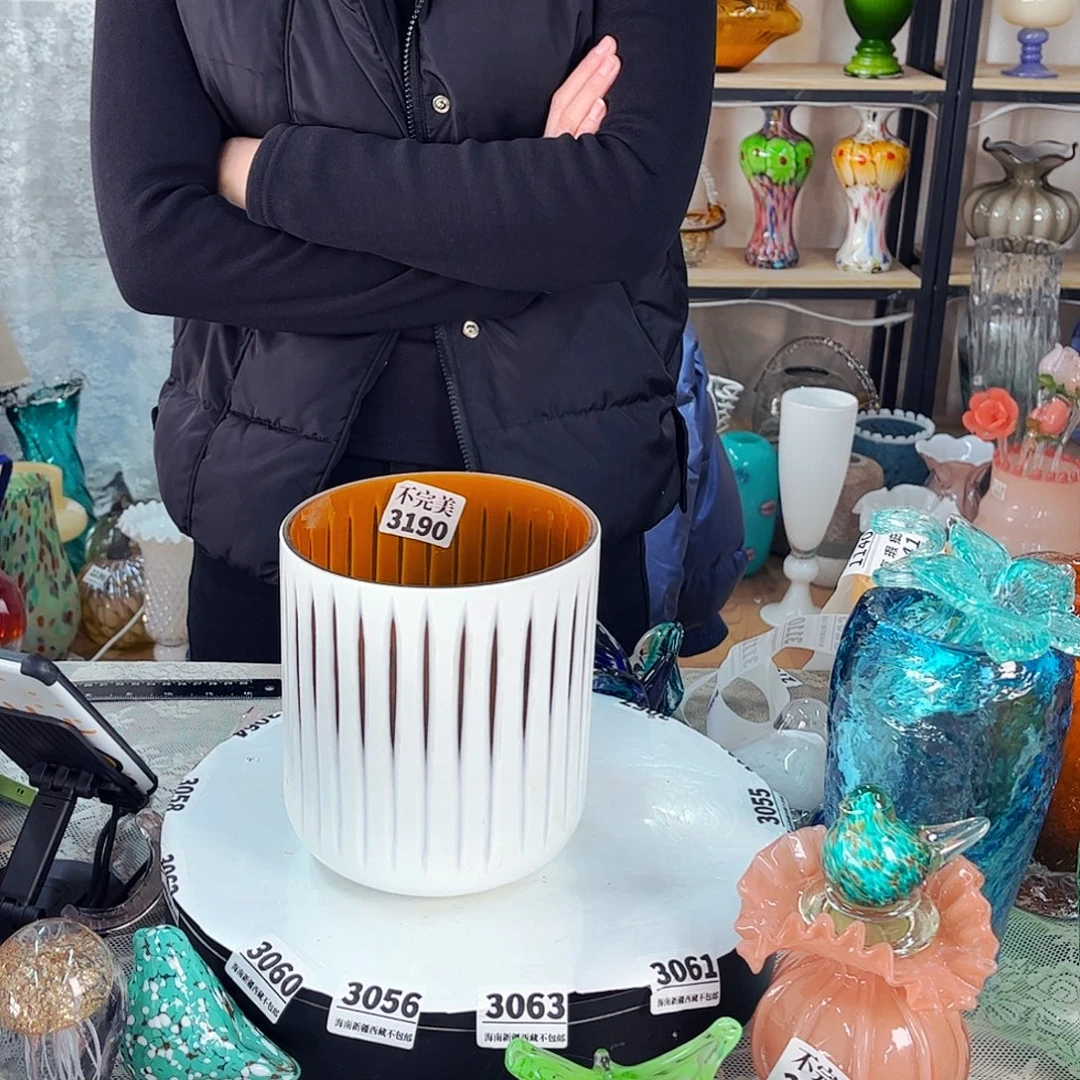 3190刻磨套盆 家悦琉璃工艺品不完美