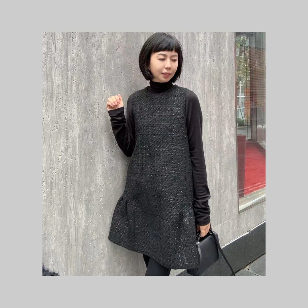 【阿春】丨"素木亮丝小香风无袖背心裙"