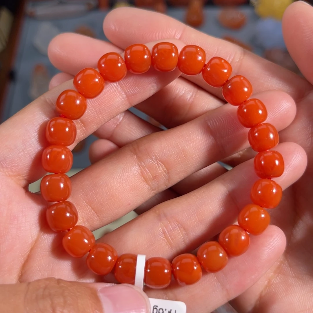 南红玛瑙滴水洞老形手串8左右未镶嵌