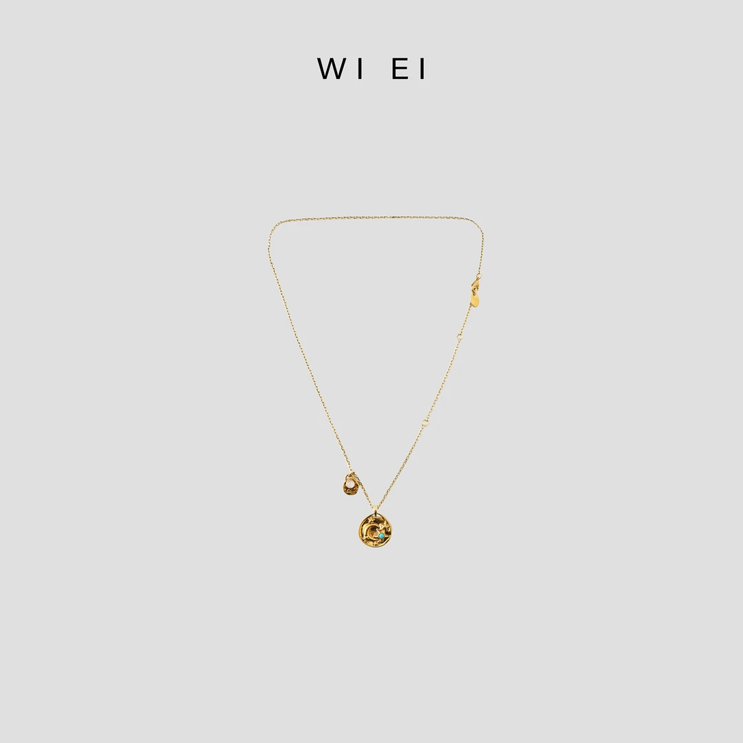 《WI EI》 设计师款 星辰 圆牌复古高级极简风项链9G013