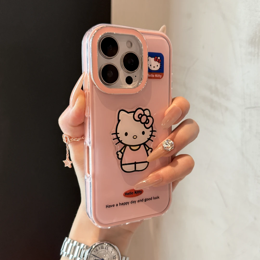 新款趣味果冻kt猫新款适用苹果16手机壳iPhone15promax白色14/13