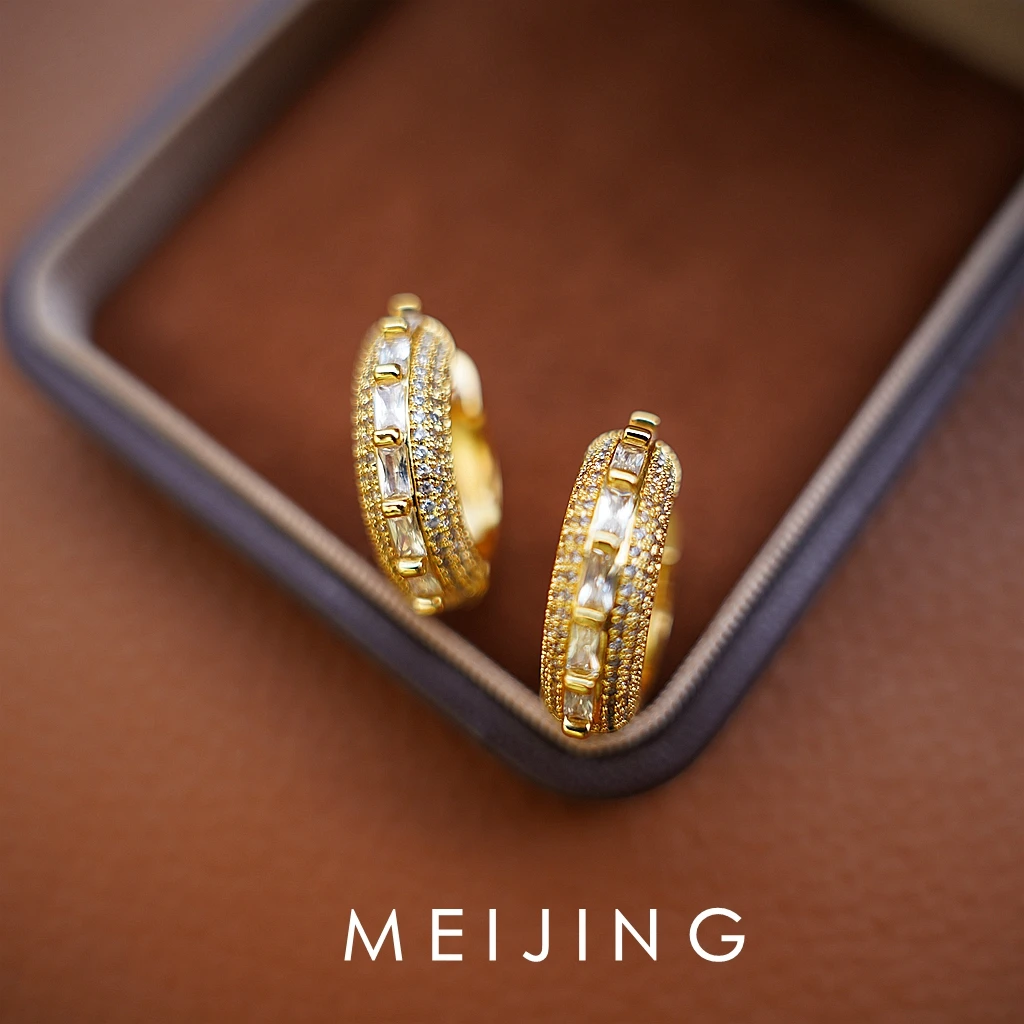 黄铜锆石耳饰 【觉醒】轻奢气质时尚百搭简约精致镶嵌圈圈锆石耳扣