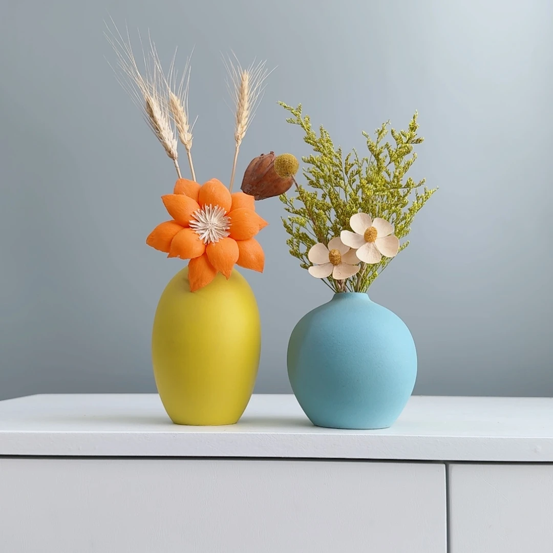 摆件陶瓷花瓶摆件含花总高约20-30cm