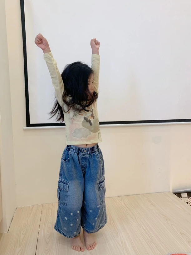 花家女童薄款韩版趣味打底衫洋气宝宝儿童女童长袖薄款上衣