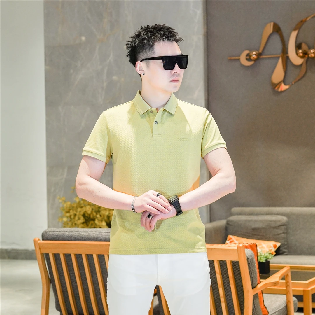 夏季薄男士高级感商务时尚芥末黄翻领POLO衫凉感薄款短袖T恤GL220